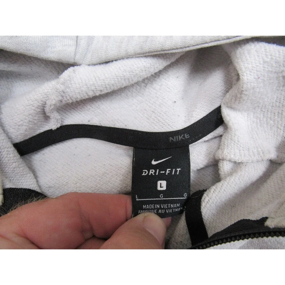 Nike Dri-FIT Full Zip Hoodie Mens Gray Heather Athletic Training Sweatshirt L